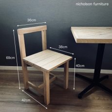 画像4: ラスティックオーク材 カフェ３点セット　  ◯ テーブル１台＋チェア2脚 (4)