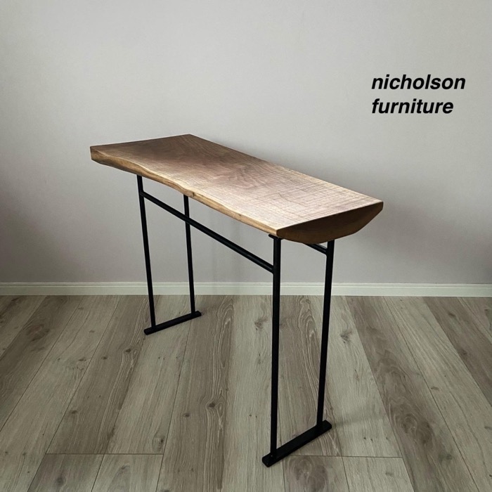 一枚板サイドテーブル ベンチ ブラックウォールナット材 - ニコルソン 